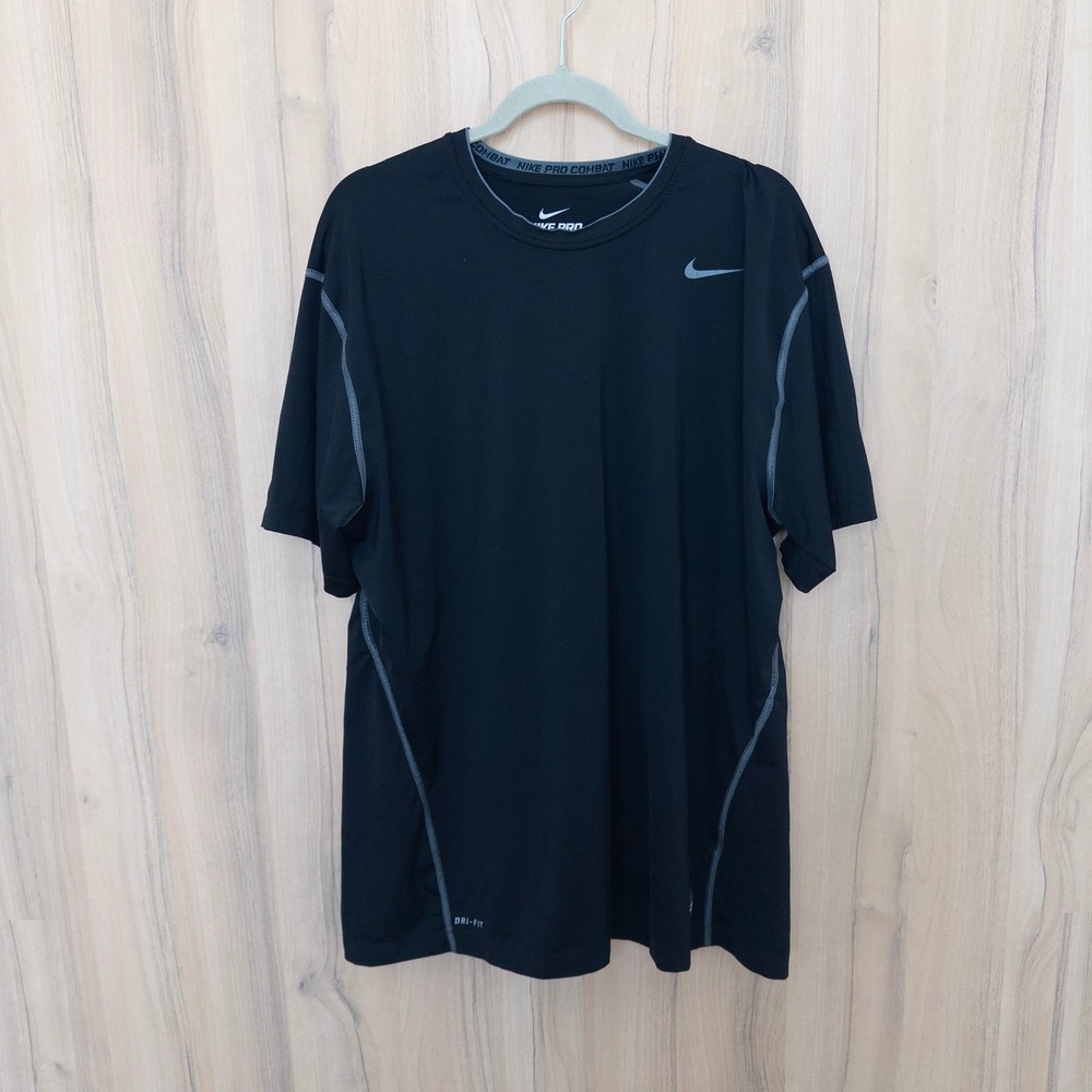 Nike Mens T-Shirt 3XL Black Pro Combat Dri-FIT Fitted Short Sleeve Activewear